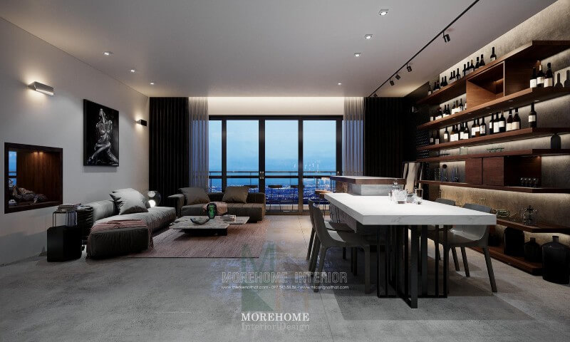 Nội thất phòng ăn chung cư cao cấp được lựa chọn theo lối thiết kế hiện đại Thiết kế nội thất