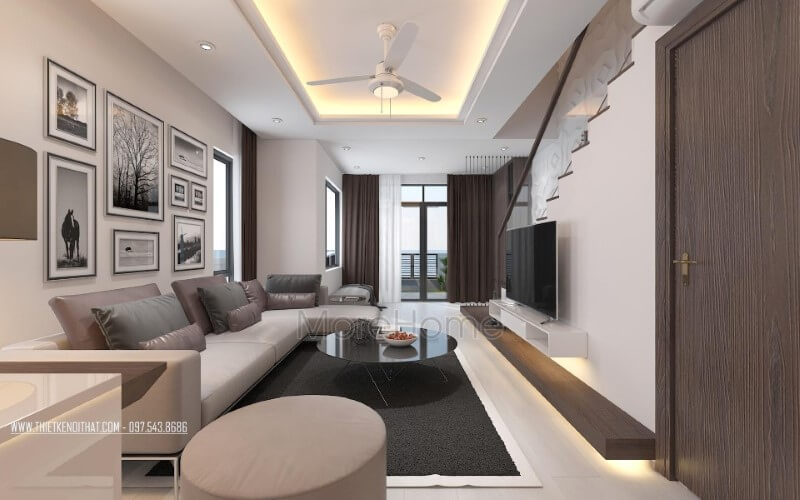 Thiết kế nội thất phòng khách hiện đại, thông thoáng, sang trọng. Thiết kế nội thất