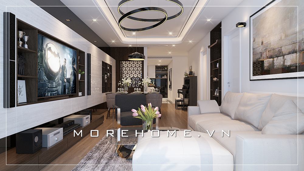 Thiết kế nội thất phòng khách liền phòng ăn hiện đại, đẹp, sang trọng. Thiết kế nội thất
