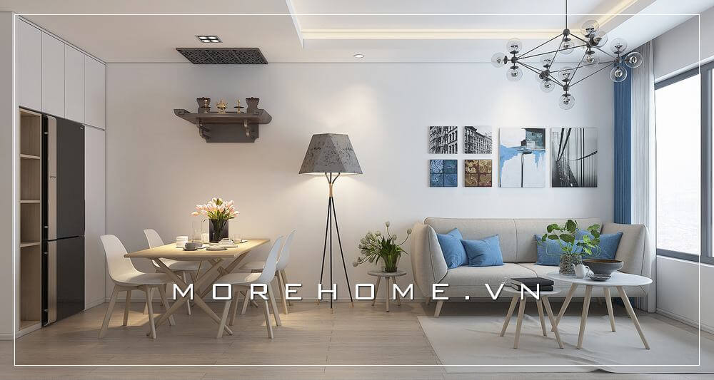 Lựa chọn sofa văng hiện đại đơn giản bọc vải xám tinh tế gọn gàng cho phòng khách căn hộ chung cư thêm thoáng đãng, tiện nghi. Thiết kế nội thất