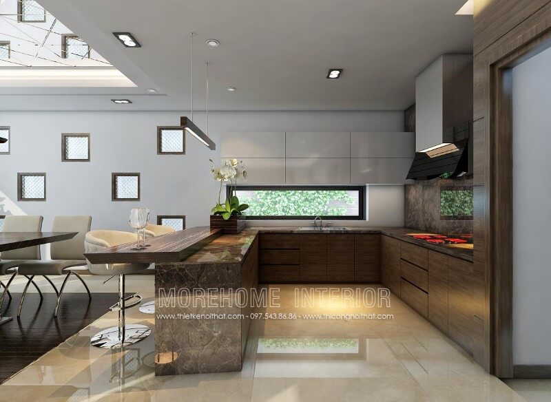 Trang trí nội thất phòng bếp biệt thự với mẫu tủ bếp đẹp Tủ bếp hiện đại,tủ bếp đẹp hiện đại, tủ bếp An Cường