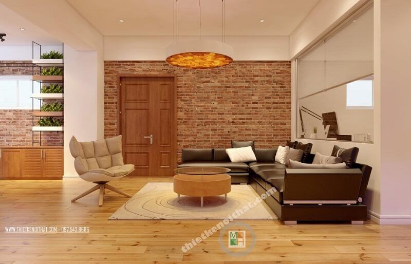 Mẫu thiết kế sofa da phòng khách hiện đại tạo điểm nhấn nổi bật cho chung cư gia chủ