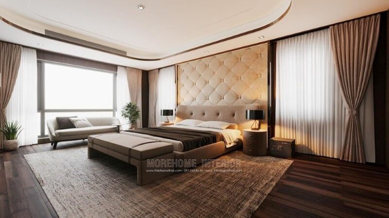 Mẫu thiết kế nội thất phòng ngủ sang trọng với ý tưởng thiết kế tinh tế từ KTS Morehome
