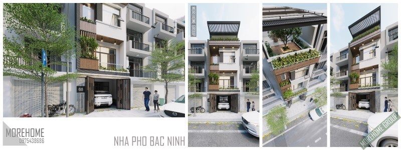 Kiến trúc nhà phố 3 tầng 1 tum hiện đại được thiết kế tại Bắc Ninh.