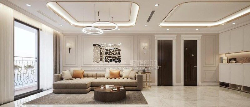 Gương trang trí là điểm nhấn ấn tượng, khiến cho không gian thêm phần đẹp mắt