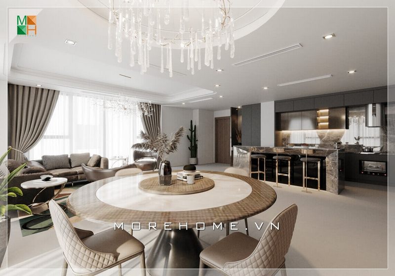 Mẫu bàn tròn 4 ghế rất ấn tượng và sang trọng với họa tiết mặt bàn độc đáo lôi cuốn
