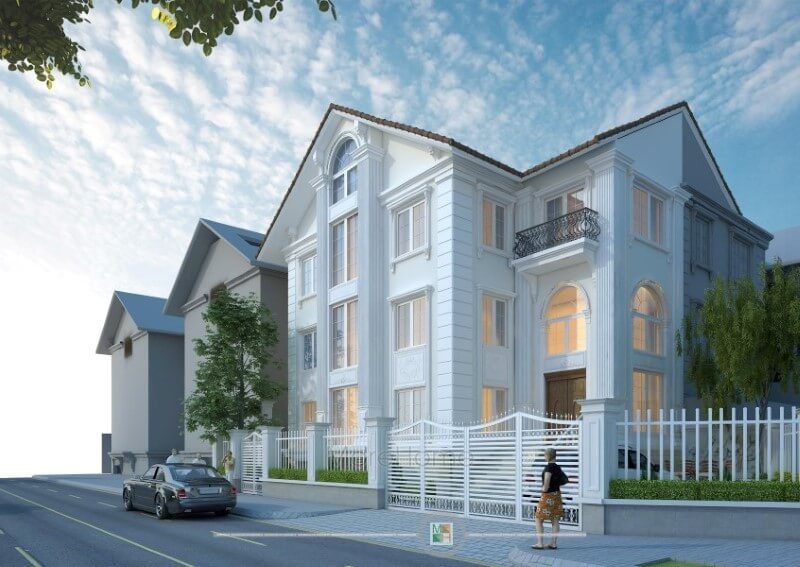 Mẫu thiết kế biệt thự Euroland có phong cách tân cổ điển và có 4 tầng được xây dựng tại quận Hà Đông, Hà Nội.